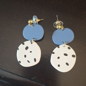 Blue and White Polka Dot Earrings